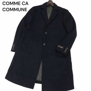 21AW★ COMME CA COMMUNE コムサ コミューン 秋冬 尾州生地★ ウール ビーバー チェスターコート Sz.S　メンズ ネイビー　I3T01533_A#N