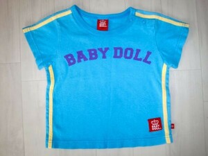 BABY DOLLベビードール★ブルー×イエローロゴ半袖Ｔシャツ90cm