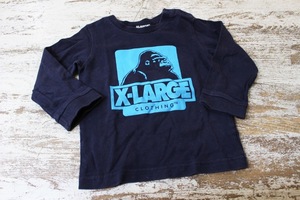 2045☆XLARGE KIDS/エックスラージ キッズ プリントロングTee size80 男の子用 ネイビー×ブルー 子供服 ベビー 古着 used☆