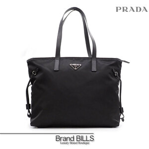 未使用品 PRADA プラダ VELA ヴェラ トートバッグ 1BG401 ナイロン レザー ブラック シルバー金具 トライアングルロゴ