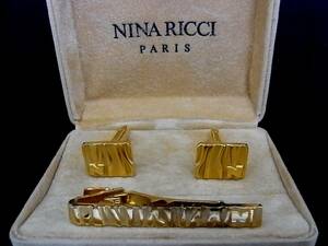 ◎№4545◎■⑤■ニナリッチ【NINA RICCI】【ゴールド】■カフス＆ネクタイピン セット♪