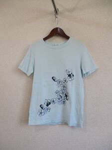 TKTAKEOKIKUCHI水色花プリントTシャツ（USED）60216②