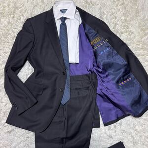 極美品 LLサイズ Paul Smith ポールスミス スーツ セットアップ 2B Loropiana ロロピアーナ four seasons ブラック 黒 裏地 メンズ 紳士服