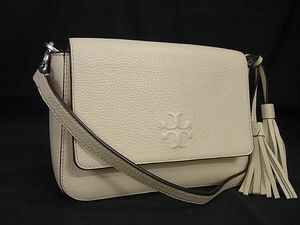 1円 ■美品■ TORY BURCH トリーバーチ レザー タッセル クロスボディ ショルダーバッグ 斜め掛け 肩掛け レディース アイボリー系 FC9476