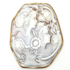 Esposito作(エスポジート)◆K18 シェルカメオブローチ兼ペンダントトップ◆U 約25.6g cameo jewelry broach ジュエリー ED0/ED2