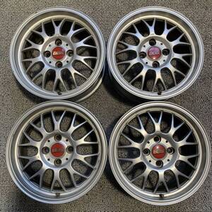 AG257-410★廃盤★希少サイズ★BBS RG-F RG358★鍛造 FORGED 15インチ 7J +42 PCD100 4穴 ホイール 4本 ヴィッツ ロードスター フィット