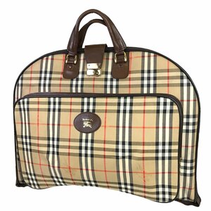 【1円～】バーバリー BURBERRY バッグ ブリーフケース スーツケース ノバチェック チェック柄 キャンバス ブラウン 中古