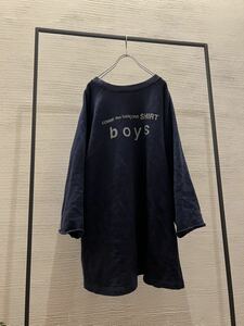 コムデギャルソンCOMMEdesGARCONS shirt boys スウェット　ロゴ　ロング丈　Aライン　トレーナー ネイビー　sweat