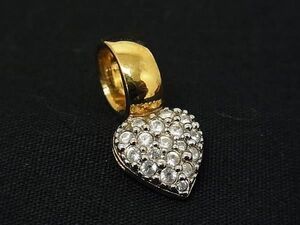 ■美品■ SWAROVSKI スワロフスキー ハート ネックレストップ ペンダントトップ アクセサリー シルバー系×ゴールド系 DF8569