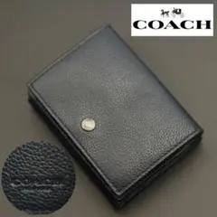 【未使用展示品】COACH ミニ財布 折財布　ネイビー　レザー　本革