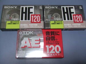 ♪♪【未使用】カセットテープ TYPE I SONY HF-120 x 2本 + TDK AE 120 x 1本♪♪