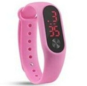 スポーツブレスレット時計　１つ　LED電子デジタル快適なシリコ腕時計　ピンク