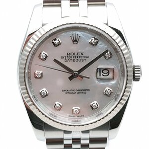 【ポリッシュ済】 ROLEX ロレックス デイトジャスト 116234G P番 10Pダイヤ メンズ 腕時計 自動巻き 動作品 シェル文字盤 デイト