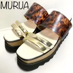 【MURUA】クリアウェッジサンダル　サイズ36　べっ甲