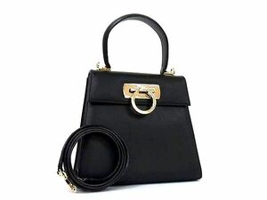 1円 ■美品■ Salvatore Ferragamo フェラガモ AQ-21 2193 ガンチーニ レザー ワンハンドル 2WAY ハンドバッグ ショルダー 肩掛け AY6996