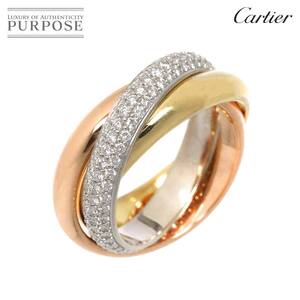 カルティエ Cartier トリニティ #52 リング MM パヴェダイヤ YG WG PG スリーゴールド 750 3連 指輪 Trinity Ring【証明書付き】 90247238