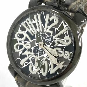 美品 GaGaMILANO ガガミラノ MANUALE 48 マヌアーレ 腕時計 5012.MOS01 手巻き 機械式 モザイク グリーン カーキ スモールセコンド 動作OK