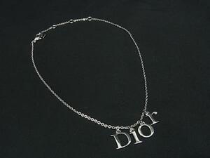 1円 ■美品■ ChristianDior クリスチャンディオール ロゴ ネックレス ペンダント アクセサリー レディース シルバー系 FL1057