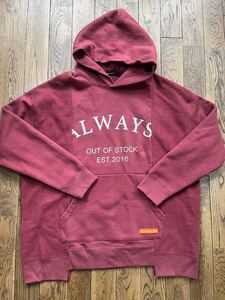 ALWAYS OUT OF STOCKオールウェイズアウトオブストック Lサイズ 定価33000円 (い)バーガンディ フーディ