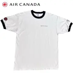 AIR CANADA エア カナダ 80周年 古着 リンガー Tシャツ XL