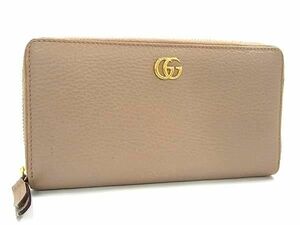 1円 ■美品■ GUCCI グッチ 456117 584046 GGマーモント レザー ラウンドファスナー 長財布 ウォレット 小銭入れ ブラウン系 AX9982