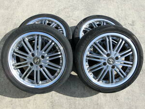 [294] S-HOLD 15インチ アルミホイール 4穴 15×5.0J +45 4本セット タイヤ 165/50R15 エッセ外し