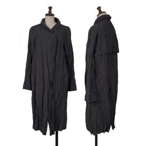 イッセイミヤケ ハートISSEY MIYAKE HaaT メタル混シワ加工ショールカラーコート 紺2