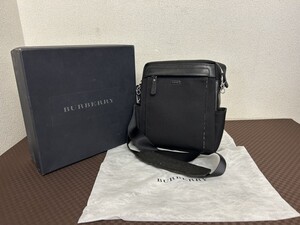 比較的美品　A3　BURBERRY　バーバリー　TI 5104 09　ショルダーバッグ　ブラックカラー　ノバチェック　牛革　元箱付き　現状品