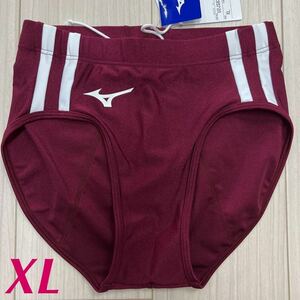 ミズノ　女子陸上レーシングショーツ　エンジ色×ホワイト2本線　XLサイズ　新品