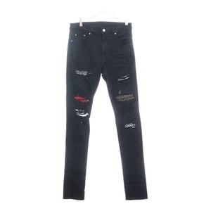 AMIRI アミリ 17SS MX-1 Art Patch Jean バンダナ切替クラッシュデニムパンツ ブラック