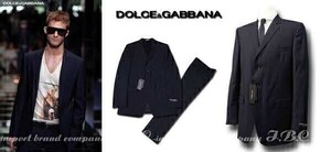 ★DOLCE&GABBANA★ドルガバ★3つ釦ストライプスーツ★ネイビーブルー紺★52大サイズ【本物保証】イタカジ★芸能人御用達★ハイファッション