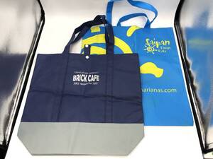 ★２点セット トートバッグ BRICK CAFE 青 ブルー系 エコバッグ 手提げ袋 買い物袋