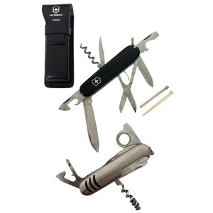 ♪【多機能マルチツール2点おまとめ】Victorinox ビクトリノックス/詳細不明品 ノーブランド? セット 10徳ナイフ アウトドア ナイフ★13090