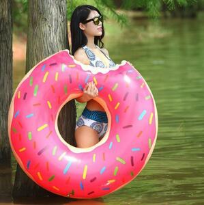 浮き輪　浮輪　ドーナツ ドーナッツ　水泳 海水浴　水遊び用　大人用 100サイズ　ストロベリー　ピンク