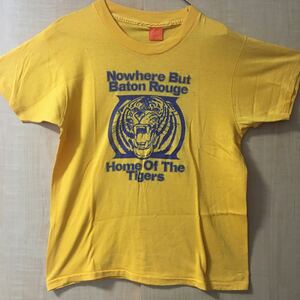 ★希少！激レア！70s80sンテージTIGERSトラプリントtシャツマイフリチャンピオン染み込みタイガースUSAベースボール60s 50s企業物好きに