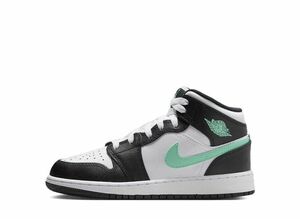 Nike GS Air Jordan 1 Mid "White/Black/Green Glow" 24.5cm DQ8423-103