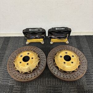 中古 BL5 BP5 レガシィB4 STI 純正ブレンボ brembo 4POT ブレーキキャリパー メッシュホース ドリルドローター φ328 4ポット