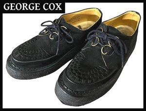 送無 希少 英国製 GEORGE COX ジョージコックス 3588 VIB GIBSON ギブソン スエード レザー ラバーソール シューズ ブーツ 黒 ブラック UK7