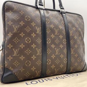 1円【美品】ルイヴィトン Louis Vuitton モノグラム マカサー ポルトドキュマン ヴォワヤージュ ビジネスバッグ ブリーフケース メンズ