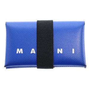 MARNI マルニ TRIBECA WALLET トライベッカウォレット レザーベルト コンパクト 二つ折り財布 コイン カードケース ブルー PFMI0007U2