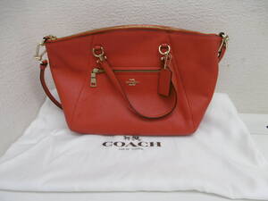 ブランド祭 財布祭 COACH コーチ レザー 2Wayバッグ 34340 中古 ハンドバッグ ショルダーバッグ 赤 レッド 擦れ汚れ等有り 長期自宅保管品