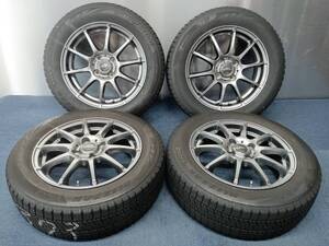 ★7.5-8分山★21年製★ ブリヂストンVRX2 185/60R15　社外ホイール 15×5.5J +45 4H-100 4本セット スタッドレス ヤリス・ヴィッツ等G1041