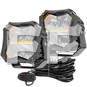 新発売!! 5インチ 50W 作業灯 LED ワークライト スポット DRL ホワイト 遠距離照射 ストロボ ワイヤーハーネス ジープ ジムニー高級感!!