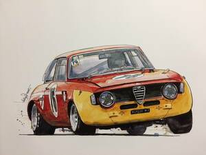 【正規品 絶版】Bowイラスト アルファロメオ 2000GTAm カーマガジン 164 AlfaRomeo 2000GTAm アンティーク クラシックカー 旧車 絵