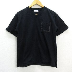 y■ユナイテッドアローズ/UNITEDARROWS ポケット付き VネックTシャツ■黒【メンズS】MENS/20【中古】■