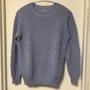 ◆ 【人気】three dots スリードッツ/ コットンクルーネックニットBLUE M