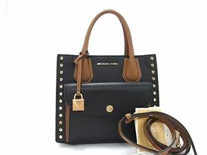 1円 ■美品■ MICHAEL KORS マイケルコース 30F9GM9M8T レザー 2WAY クロスボディ ハンドバッグ ショルダーバッグ ブラック系 AZ5563