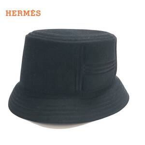 【ITQBJFM5HO7E】美品 エルメス HERMES ハット バケット 帽子 59サイズ