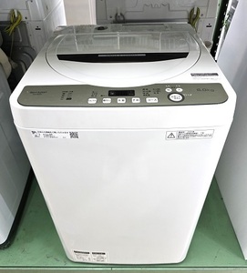 【中古品】 シャープ SHARP 全自動電気洗濯機 洗濯容量6.0kg 風乾燥容量3.0kg 穴なし槽 ES-GE6D-T 2020年製 ○YR-17606○