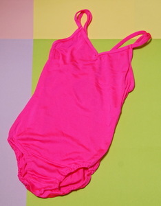 GMサイズ　女児用キャミソール型レオタード　蛍光ピンク　インゴムタイプ　イベント衣装